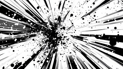 Fototapeta premium High-energy comic backdrop with grayscale motion effects and halftones