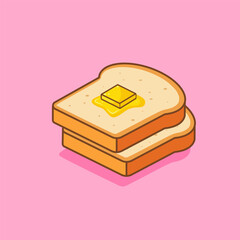 bread and Bread and Butter, Buttery Toast Vector Illustration Cartoon Designutter.eps