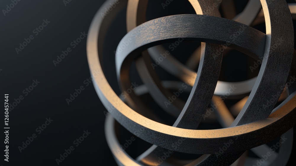 Poster close-up of a group of metal rings. the rings are arranged in a circular pattern, with the largest r