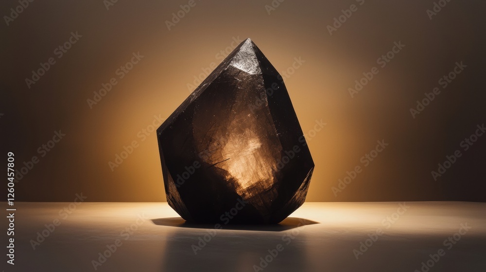 Poster photograph of a large, triangular object that appears to be made of a shiny, metallic material.