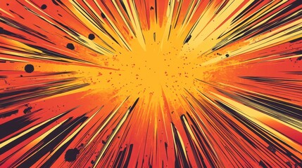 Amber background with sharp angular streaks and smooth halftone effects