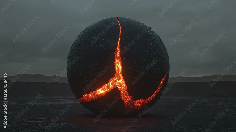 Poster digital art piece that appears to be a representation of a planet or a sphere. the planet is in the 