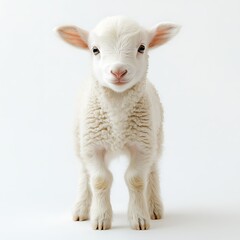 Obraz premium Cute lamb, studio shot, white background, farm animal