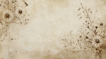 Timeless floral wallpaper with delicate line-drawn daisies