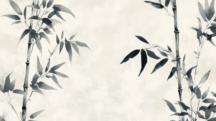 Naklejka premium Elegant plant wallpaper with subtle botanical ink drawings