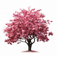 Fototapeta premium Blooming Cherry Tree Isolated White Background