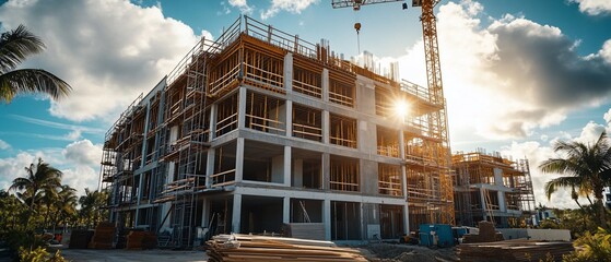 Tropical Condo Construction Sunset