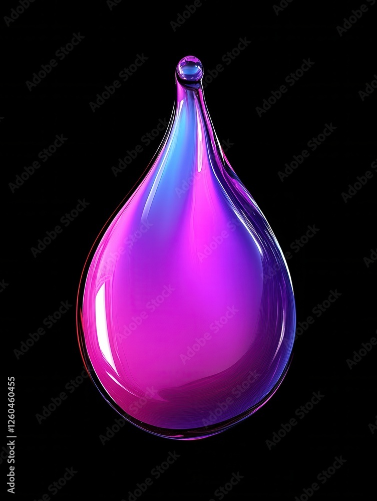 Poster 3d render of abstract liquid blob shape with purple and blue gradient on a black background digital 
