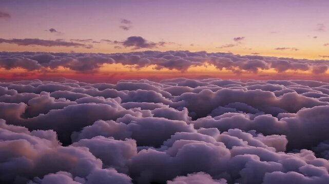 Aerial footage captures a breathtaking view of clouds bathed in red-orange hues during a golden hour sunrise. Cinematic transitions, travel vlogs, dream sequences, or atmospheric storytelling.
