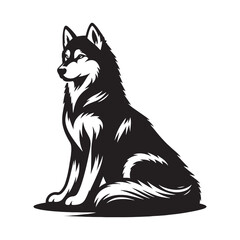 Balanced Siberian Husky silhouette with defined and clean edges - Siberian Husky illustration - minimal Siberian Husky vector - dog silhouette

