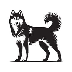 Refined Siberian Husky silhouette emphasizing its athletic movement - Siberian Husky illustration - minimal Siberian Husky vector - dog silhouette
