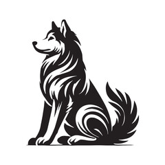 Powerful Siberian Husky silhouette displaying alert and poised stance - Siberian Husky illustration - minimal Siberian Husky vector - dog silhouette
