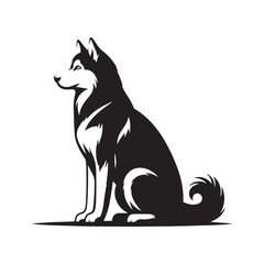 Distinct Siberian Husky silhouette designed for artistic compositions - Siberian Husky illustration - minimal Siberian Husky vector - dog silhouette
