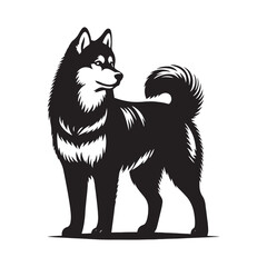Bold Siberian Husky silhouette with a strong and majestic stance - Siberian Husky illustration - minimal Siberian Husky vector - dog silhouette
