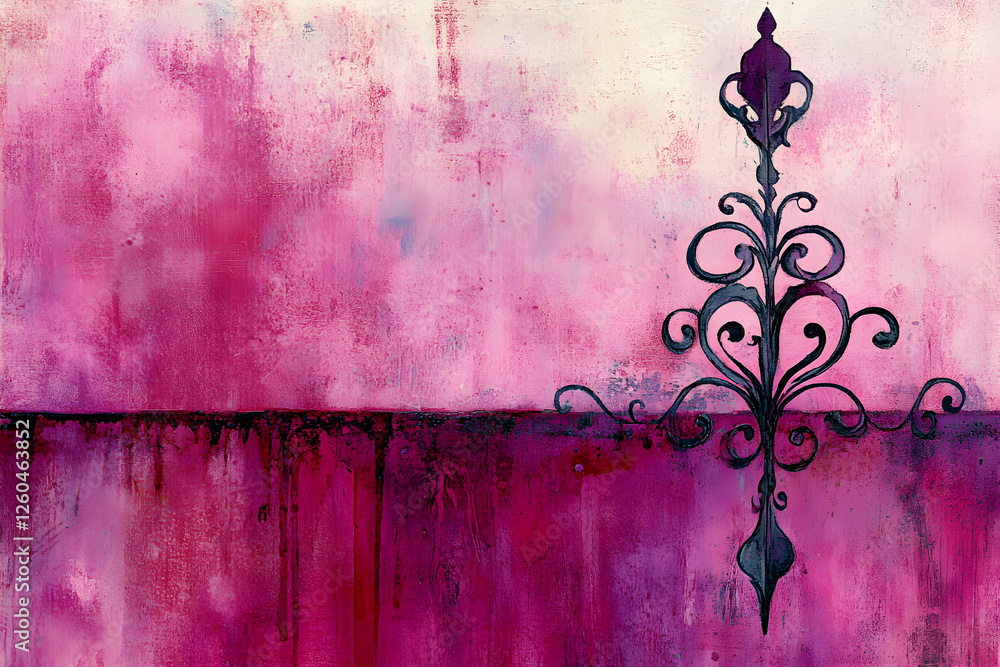 Poster abstract pink and purple art print with ornate design. perfect for adding a touch of elegance and so