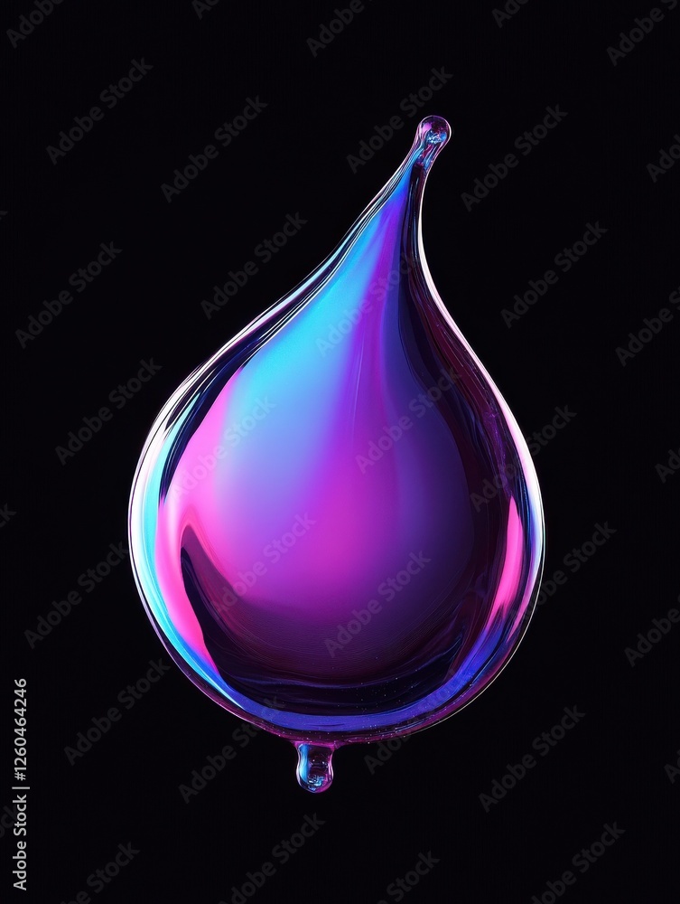 Poster 3d render of abstract liquid blob shape with purple and blue gradient on a black background digital 