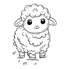 Hand drawing style of sheep vector. It is suitable for farm animal icon, sign or symbol.