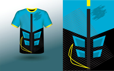Fototapeta premium T-shirt Sport Design Template, T-shirt Mockup Abstract Grunge Sport Jersey Design For Cricket, Football Soccer, Racing, Sports, Running Soccer Jersey. Uniform Front View
