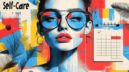 Self Care Routine Abstract Woman Planner  Wellness