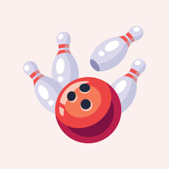 Vector bowling poster with ball and bowling pins