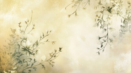 Soft floral background with delicate botanical swirls on warm tones