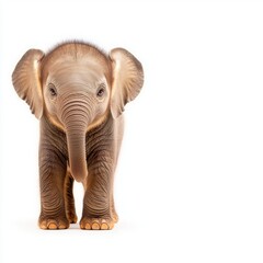 Obraz premium Cute baby elephant standing on a white isolated background.