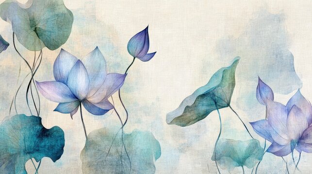Dreamy plant background with blended floral tones on neutral hues