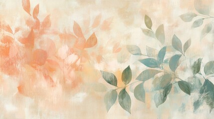 Abstract floral backdrop with painted petals on linen-textured hues