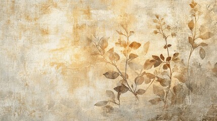 Minimalist wallpaper with pastel wildflowers on a woven texture
