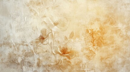 Minimalist plant background with delicate petal imprints on texture