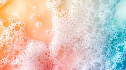 Fototapeta premium Colorful reflections and sparkling bath suds create a cheerful and refreshing atmosphere in a close-up view