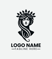 Nymph Logo Design, Mythical Creature Logo, Fantasy Character Logo
