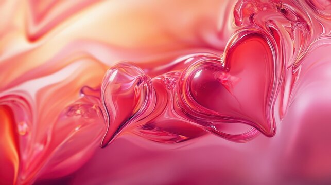 Abstract Pink and Red Hearts Background Design - Powered by Adobe