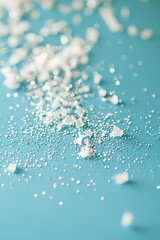 Soft blue background with scattered sparkles, styled for dreamy and elegant designs