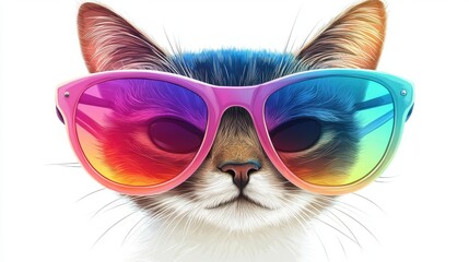 Stylish Cat in Colorful Sunglasses