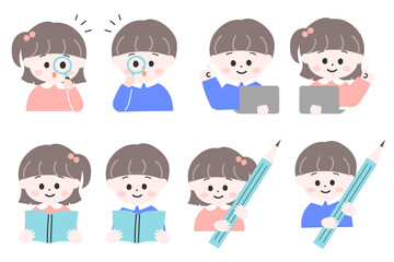 子どもの学びのイラストセット　幼児教育　情報教育　小学校