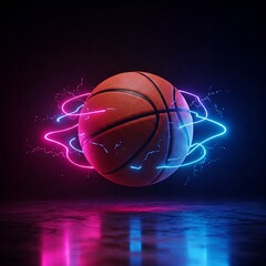 March Madness basketball background with neon energy and sports competition concept