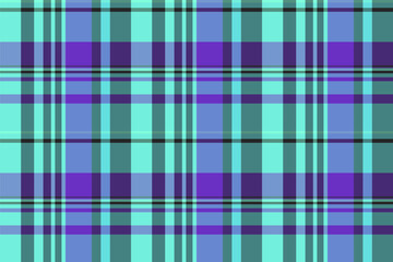 Backdrop seamless texture background, vintage tartan vector fabric. Stroke pattern check plaid textile in teal and violet colors.