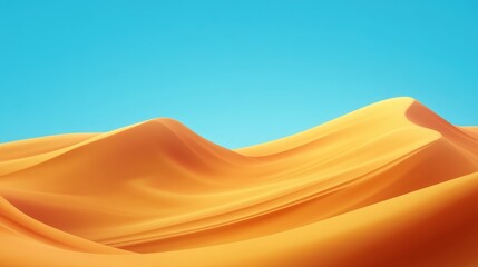 A stunning view of rolling sand dunes, displaying vibrant golden hues under a clear blue sky, ideal for capturing the beauty of nature and the serenity of the desert landscape.