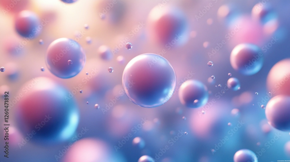 Poster floating spheres: a mesmerizing dance of light and color in a macro scene