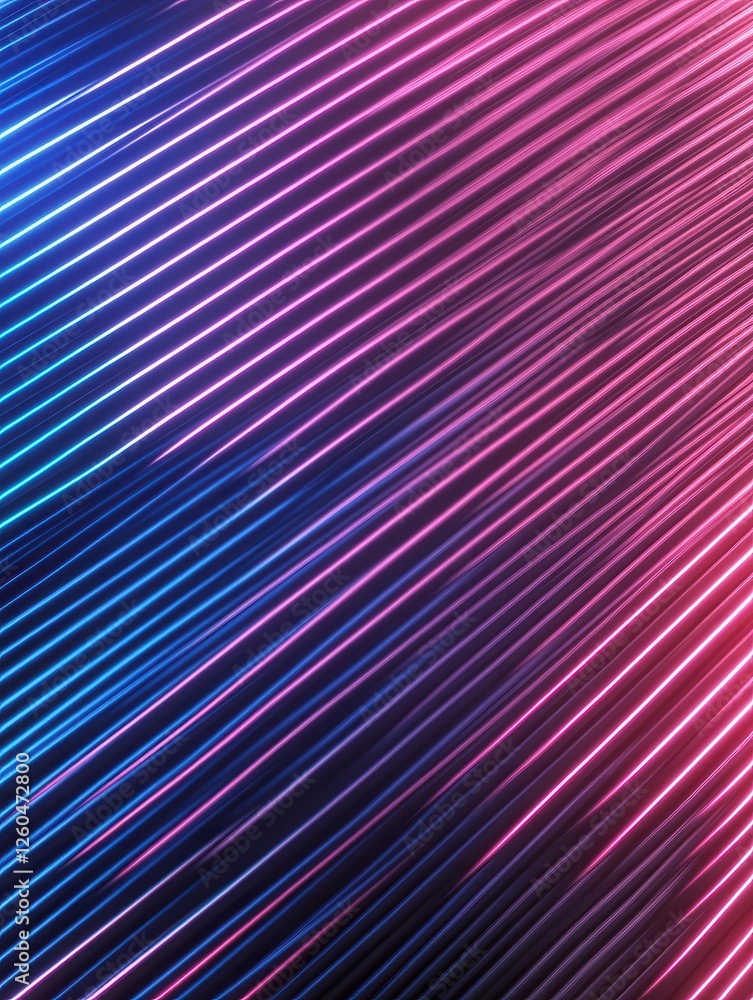 Aufkleber close-up view of a circuit board with neon gradient lines in blue and pink on a dark background