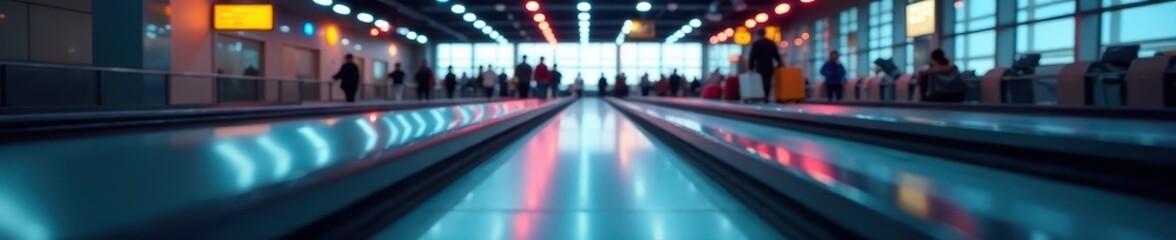 Empty baggage carousel with baggage tags visible , delay, travel, found