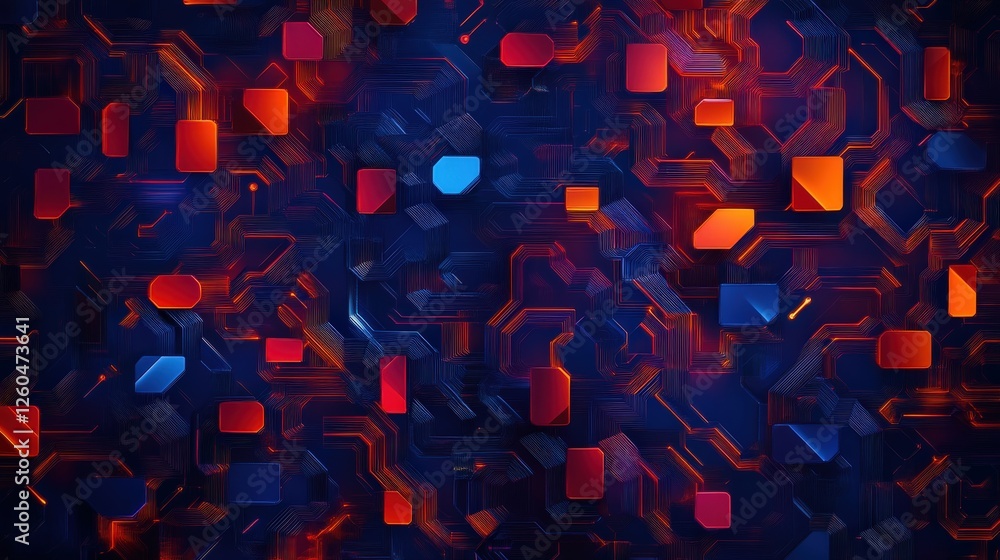 Poster a vibrant abstract background showcasing intricate patterns of interconnected circuitry in shades of