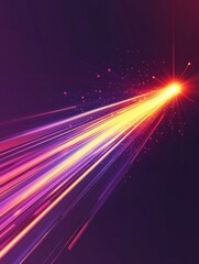 Fototapeta premium Orange and violet laser lines abstract hi-tech banner design. Vector neon background