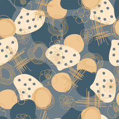 Abstract trendy creative universal seamless pattern. Hand drawn hatchings design, sketch,  artisan, organic, manual art, neutral palette. Vector illustration.