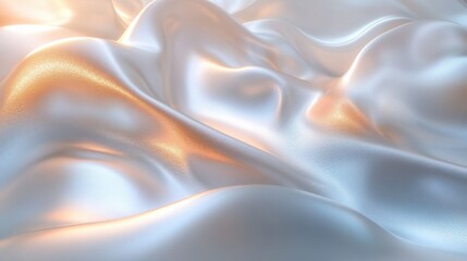 Fototapeta premium Abstract shimmering wave patterns background featuring metallic highlights and fluid curves. Emphasizing a luxurious and dynamic aesthetic, ideal for high-end designs and elegant digital art.