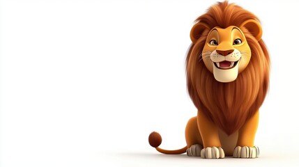 Cheerful Cartoon Lion with a Majestic Mane