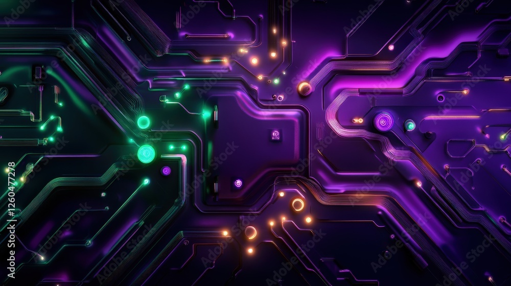 Aufkleber abstract digital circuit board with vibrant colors. the intricate patterns and glowing elements crea