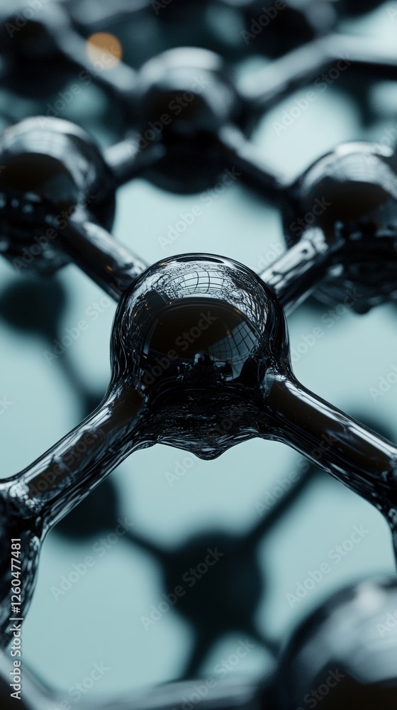 Poster abstract close-up of a molecular structure, showcasing interconnected atoms arranged in a lattice fo