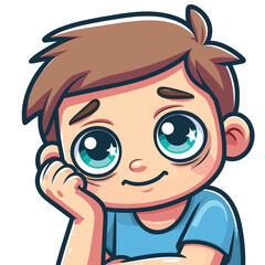 Obraz premium Cute Cartoon Boy Illustration with Big Eyes – Trendy Vector Art